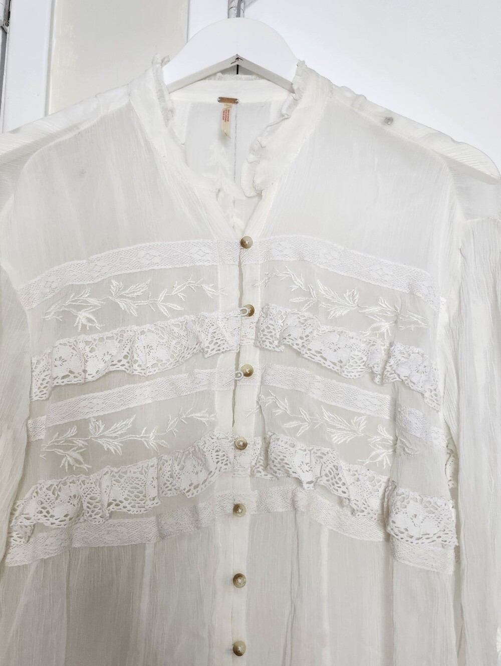 Free People Sheer Vintage-Inspired Button-Front Maxi Dress - Picture 4 of 8